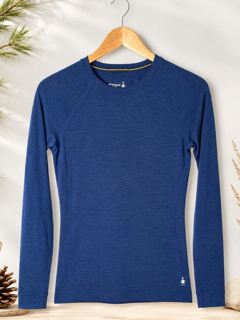 Smartwool Classic Thermal Merino Wool Crew Long Sleeve Top Blue Medium Women's